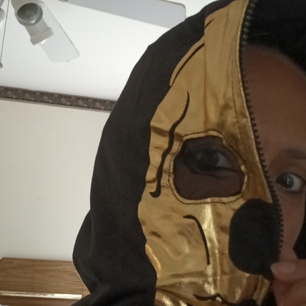 NWT "Tipsy Elves" Gold Metallic Skeleton Hooded Zip Bodysuit Onesie HALLOWEEN - Picture 12 of 14